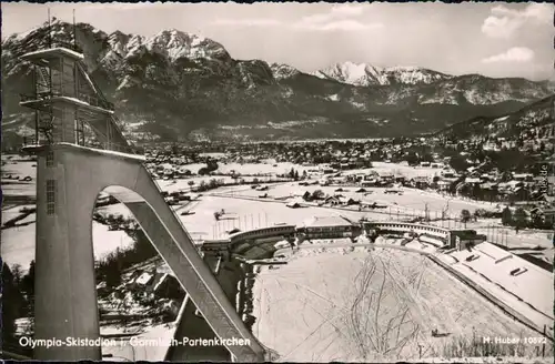 Ansichtskarte Garmisch-Partenkirchen Olympia-Sprungschanze 1958