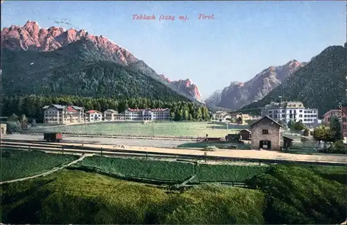 Ansichtskarte Toblach Dobbiaco Panorama-Ansicht - mit Bergmassiv 1908