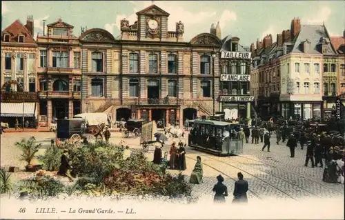 Lille Théâtre du Nord - La Grand' Garde - mit Straßenbahn - Coloriert 1909