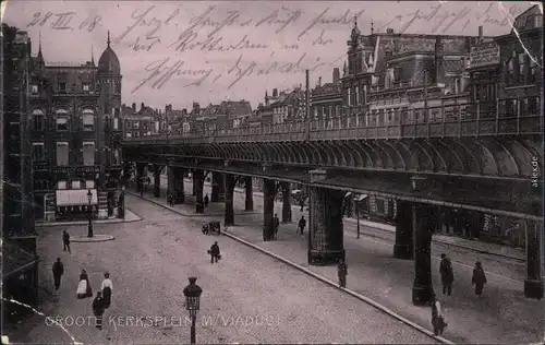 Ansichtskarte Rotterdam Rotterdam Hofpleinlijnviaduct in Grotekerkplein 1908