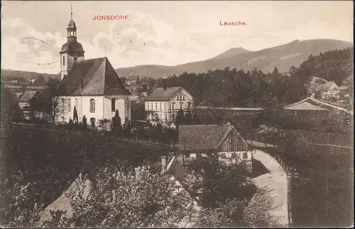 Ansichtskarte Jonsdorf Dorfpartie - Kirche 1934 