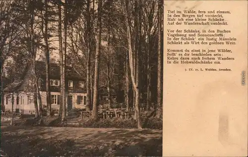 Ansichtskarte Neustadt (Sachsen) Hohwaldschänke - Text 1922 