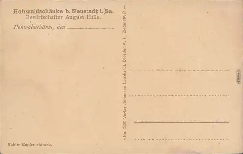 Ansichtskarte Neustadt (Sachsen) Hohwaldschänke - Text 1922 