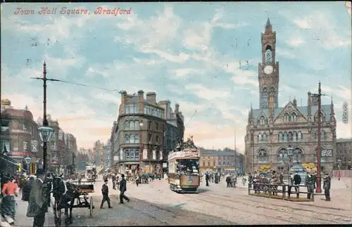 Ansichtskarte Bradford Town Hall Square 1911 