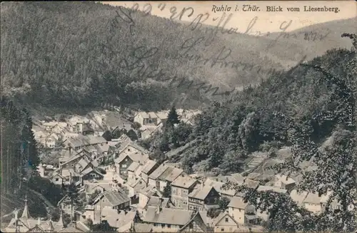 Ansichtskarte Ruhla Straßenblick und Stadt 1916 