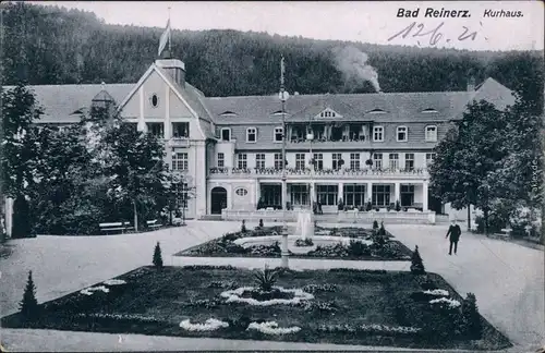 Ansichtskarte Bad Reinerz Duszniki-Zdrój Partie am Kurhaus 1916 