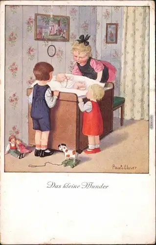 Ansichtskarte  Das Kleine Wunder - Kinder und Baby signiert Pauli Ebner 1924 