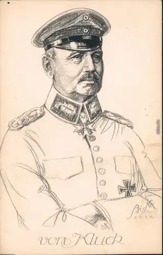 Alexander von Kluck - Zeichnung Militär Ansichten Erster Weltkrieg 1914