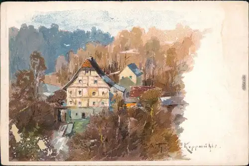 Ansichtskarte Hosterwitz-Dresden Keppmühle - Künstlerkarte 1908 
