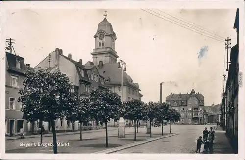 Ansichtskarte Geyer Partie am Markt - Schornstein 1929 