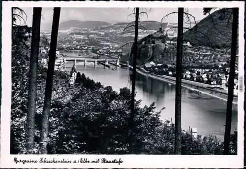 Schreckenstein (Elbe) Aussig  Ústí nad Labem   Blick auf Stadt  Stauwehr 1932