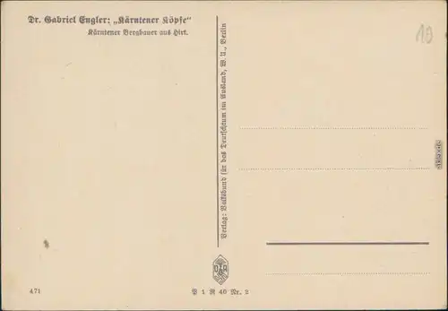Feldkirchen in Kärnten Dr. Gabriel Engler: Kärntner Köpfe Bergbauer 1942 