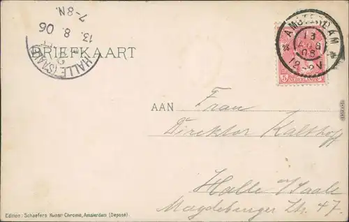 Amsterdam Amsterdam Mikroskopkarte: Windmühle, Straßen etc. 1906 