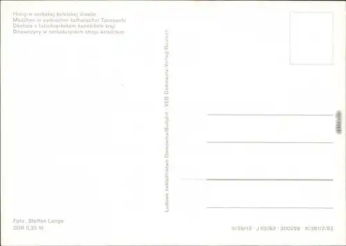 Ansichtskarte  Sorbische Trachten - katholische Tanztracht xxxxx 1982