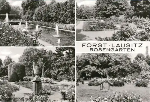 Forst (Lausitz) Baršć Rosengarten - Springbrunnen, Blumen, Plastiken 1981
