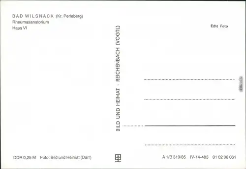 Ansichtskarte Bad Wilsnack Rheumasanatorium - Haus VI 1985