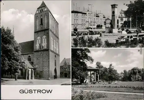 Ansichtskarte Güstrow Dom, John-Birkmann-denkmal, Rosengarten 1978