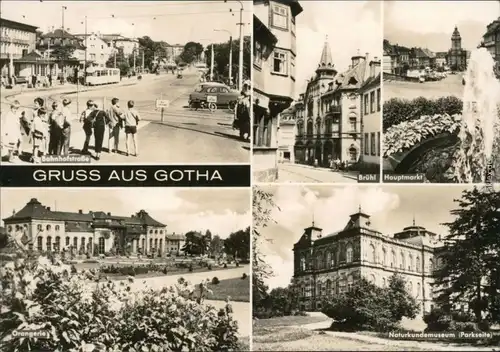 Gotha Bahnhofstraße, Brühl, Hauptmarkt, Orangerie, Schloß 1969