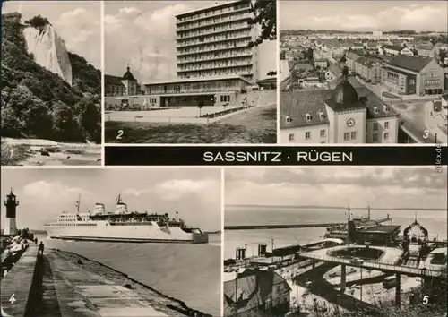 Sassnitz Saßnitz Königsstuhl, Rügen-Hotel,    MS Warnemünde im Fährhafen 1975