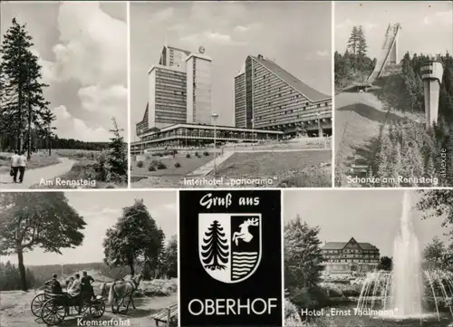 Oberhof (Thüringen) Am Rennsteig, Interhotel Panorama, Schanze Rennsteig g1974