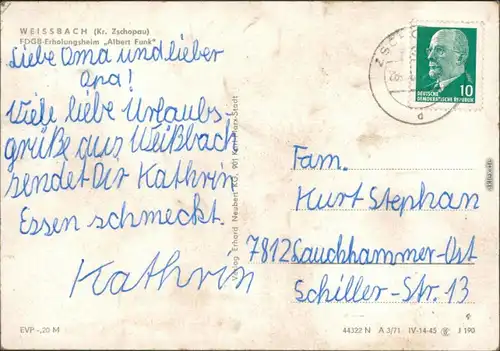 Weißbach-Amtsberg FDGB-Erholungsheim Albert Funk mit Teichanlage 1971