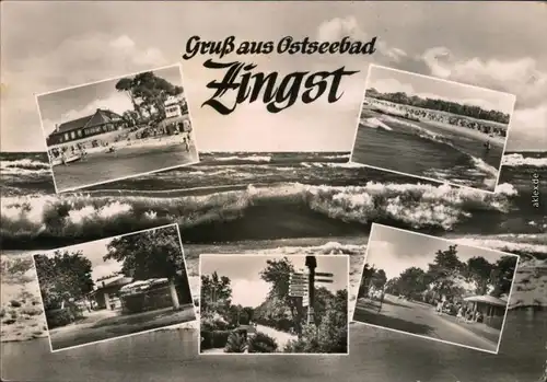 Ansichtskarte Zingst-Darss Meer, Strand mit Gasthof, Promenade 1964