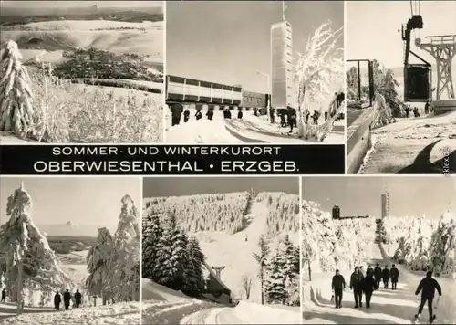 Oberwiesenthal Übersicht,  Fichtelberg-Schwebebahn / Seilbahn Winter 1969