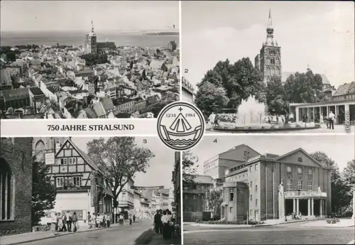 Stralsund Übersicht, Ossenreyer Straße, Mönchstraße, Theater der Werftstadt 1984