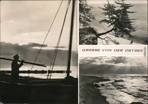 Mecklenburg Vorpommern-Schwerin Ostseegrüße - Fischerboot, Strand  2 1974