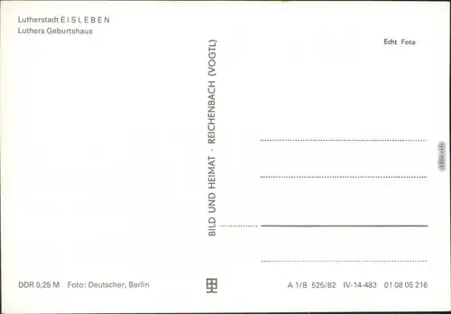 Ansichtskarte Eisleben Luther's Geburtshaus 1982