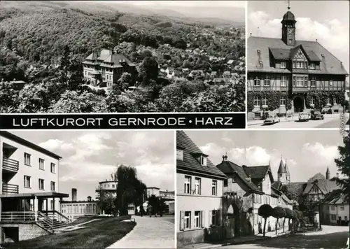 Ansichtskarte Gernrode-Quedlinburg Überblick, Rathaus, Ortsmotive 1976