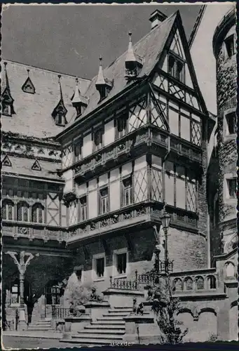 Ansichtskarte Wernigerode Schloss - Innenhof mit Fachwerkbau 1955