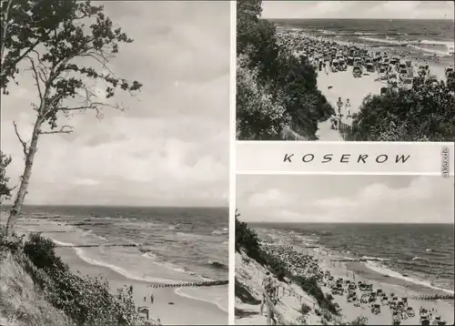 Koserow Strand, Uferbereich, viele Strandkörbe mit Badegästen 1975