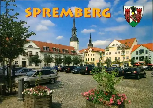 Ansichtskarte Spremberg Grodk Markt mit Rathaus und parkenden Pkw's 1995