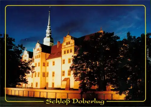 Ansichtskarte Doberlug-Kirchhain Dobrilugk Schloß bei Nacht 1995