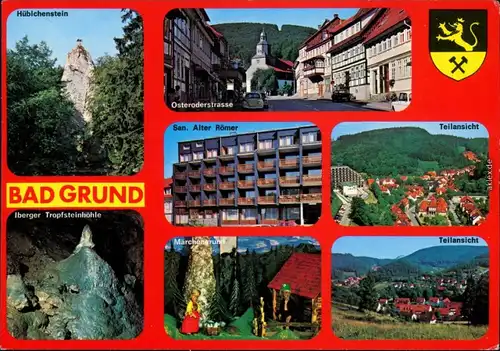 Bad Grund (Harz) Hübichenstein, Kurhaus, Panorama Osteroderstraße  1984