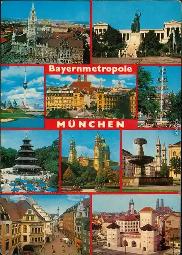 München Fernsehturm, Theatinerkirche,   Chinesischer Turm 1980