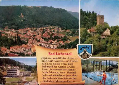 Bad Liebenzell Panorama-Ansicht, Hotel, Schwimmbad, Burg Liebenzell 1977