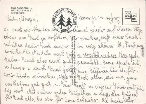 Ansichtskarte Rotenfels (Murgtal)-Gaggenau Murgbrücke 1960