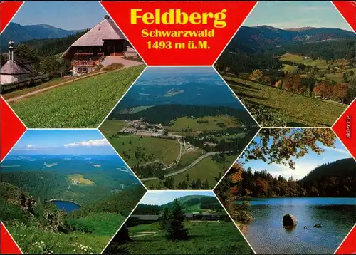 Ansichtskarte Feldberg Bilder vom Umland See, Kapelle, Berge mit Luftbild 1987