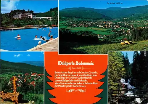 Bodenmais Freibad, Panorama zum Gr. Arber, Überblick, Wasserfälle 1993