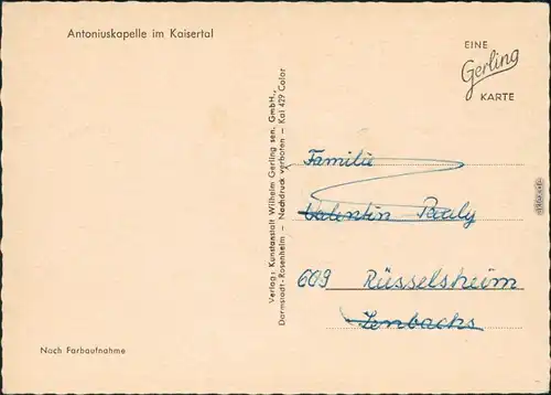 Ansichtskarte Ebbs Antoniuskapelle Kaisertal 1960