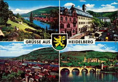 Ansichtskarte Heidelberg Überblick, Rathaus, Panorama, Brücke 1976