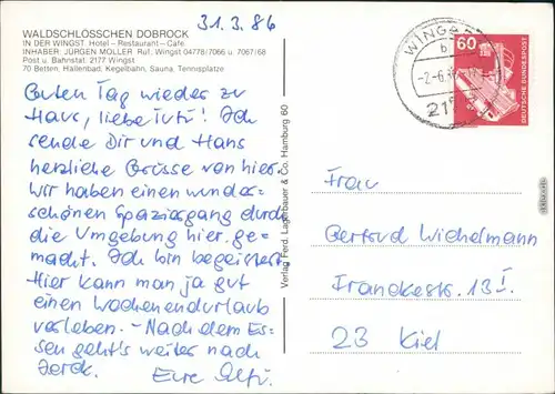 Ansichtskarte Wingst Luftbild - Waldschlösschen Dobrock 1986