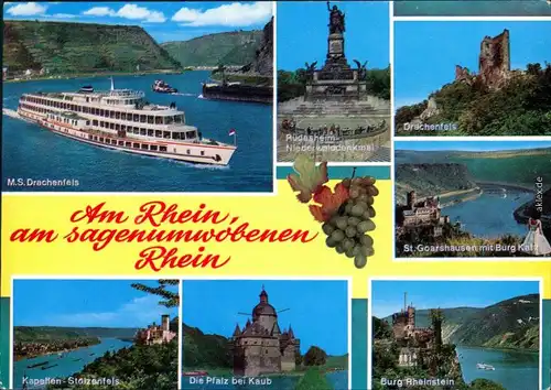 Bad Godesberg Bonn  Drachenfels (Siebengebirge), Niederwalddenkmal,   1973