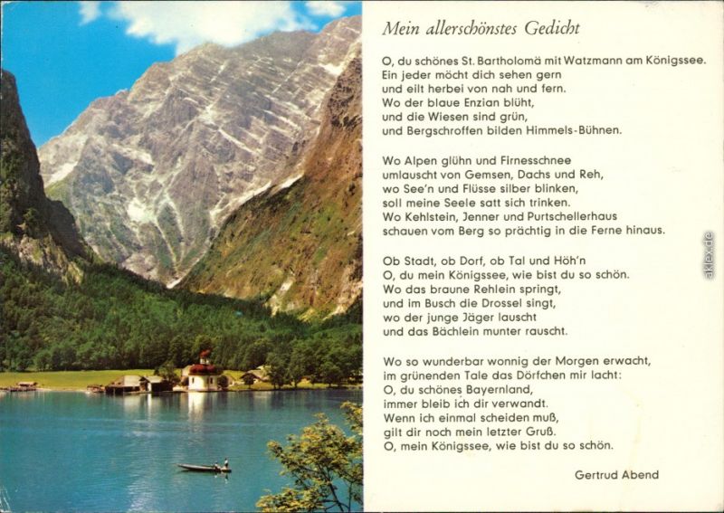 St. Bartholomä-Schönau am Königssee Gedicht von Gertrud Abend 1982 Nr ...