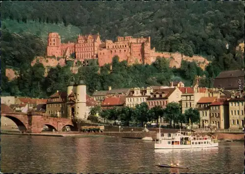 Ansichtskarte Heidelberg Alte Brücke, Heidelberger Schloss 1957