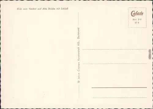 Ansichtskarte Heidelberg Alte Brücke, Heidelberger Schloss 1957