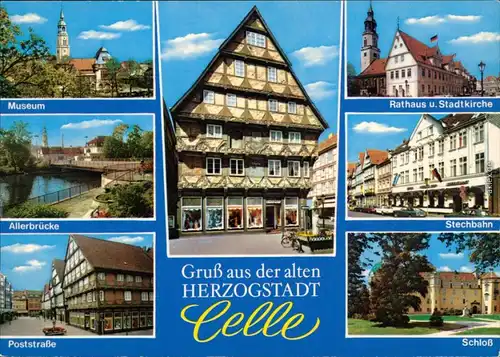 Celle Rathaus, Stadtkirche, Museum, Schloss, Allerbrücke, Poststraße 1975