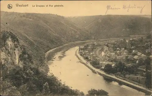 Waulsort-Hastière La Drapeau et Vue generale/Blick auf die Stadt 1915 